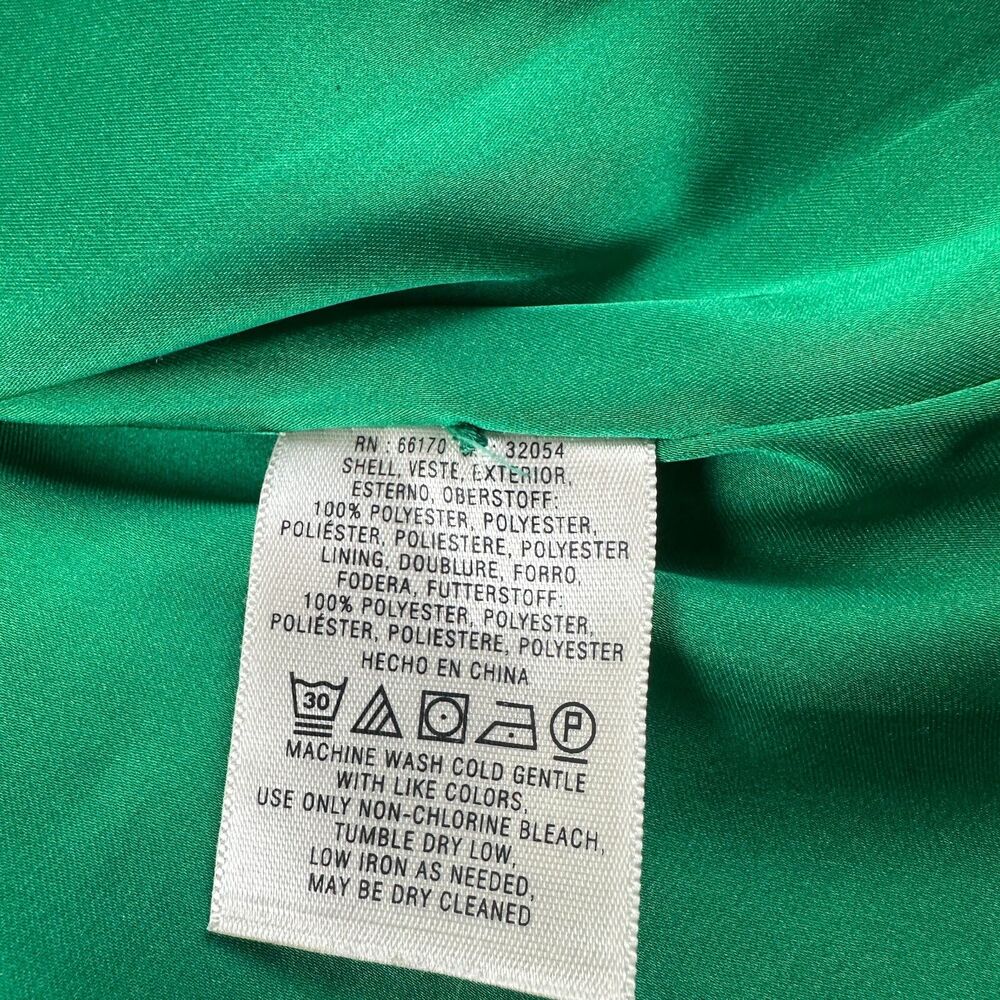 Maeve Anthropologie Pindot Della Ruffle Dress sz M in Kelly Green V Neck Retro - Picture 12 of 13